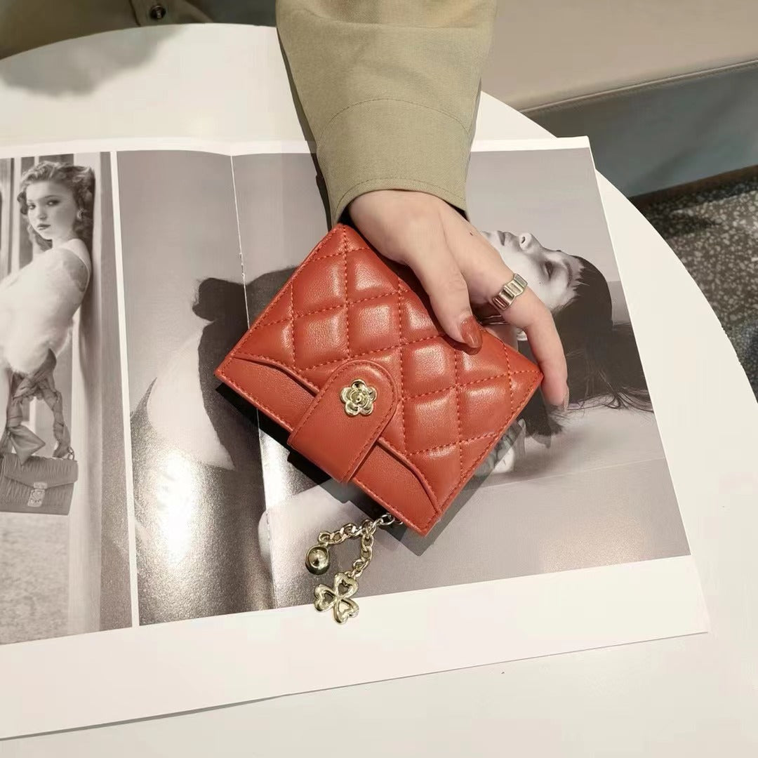 Portefeuille court pour femmes à double compartiment en cuir