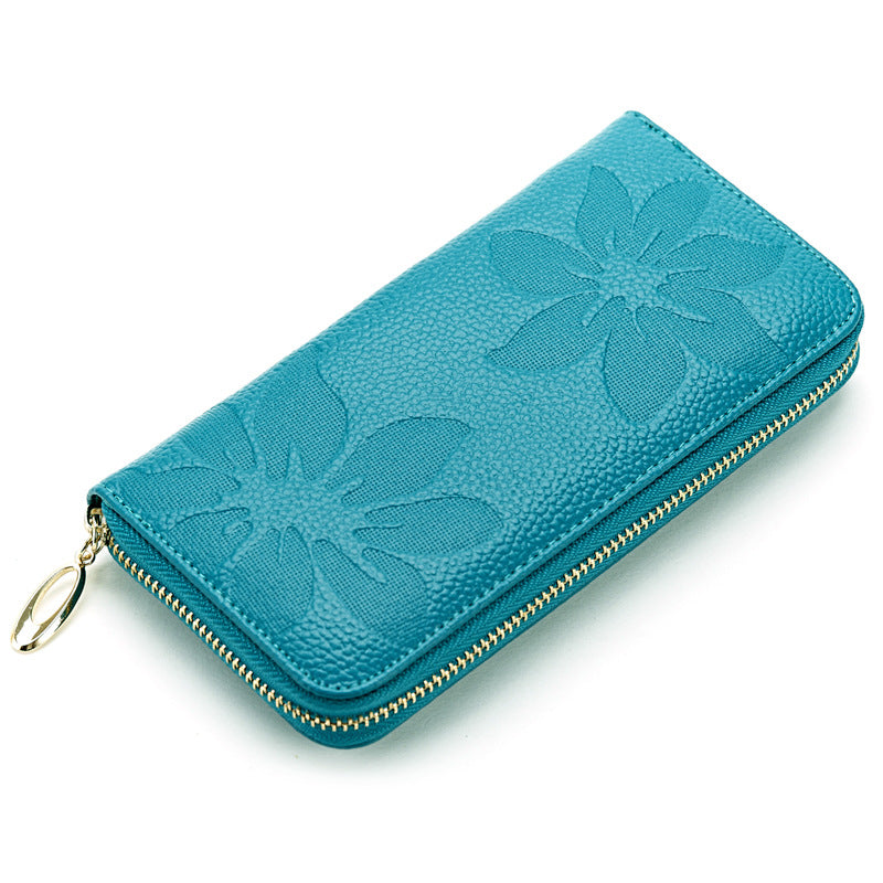 Portefeuille long pour femme en cuir