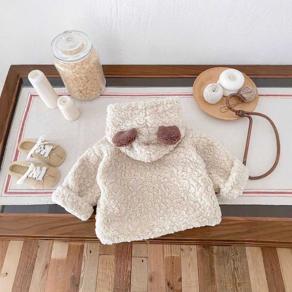 Manteau épais et chaud pour tout-petits avec oreilles d'ours en peluche