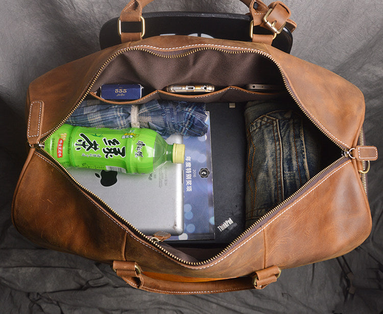 Sac de voyage portable grande capacité pour homme, en cuir rétro