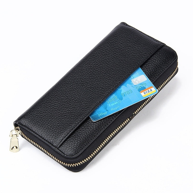 Portefeuille long de grande capacité pour femmes en cuir