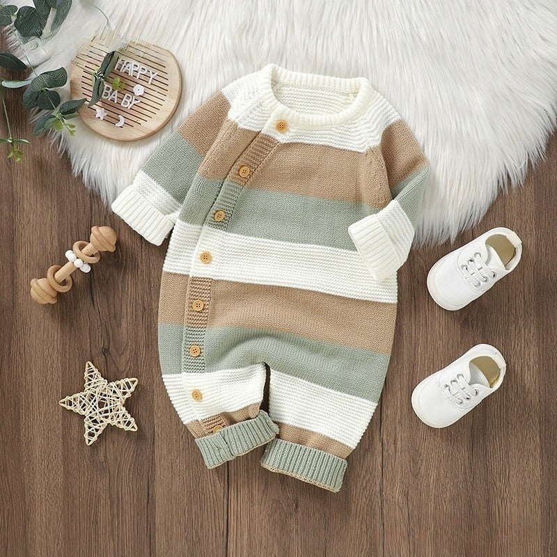 Pyjama une pièce rayée tricotée