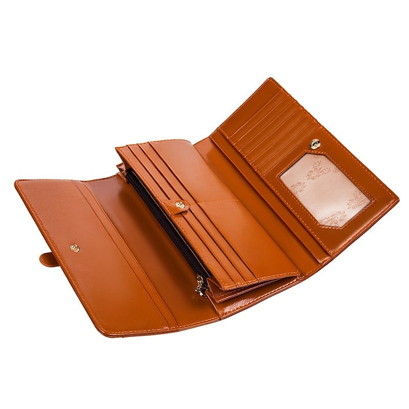 Portefeuille femme à trois volets en cuir