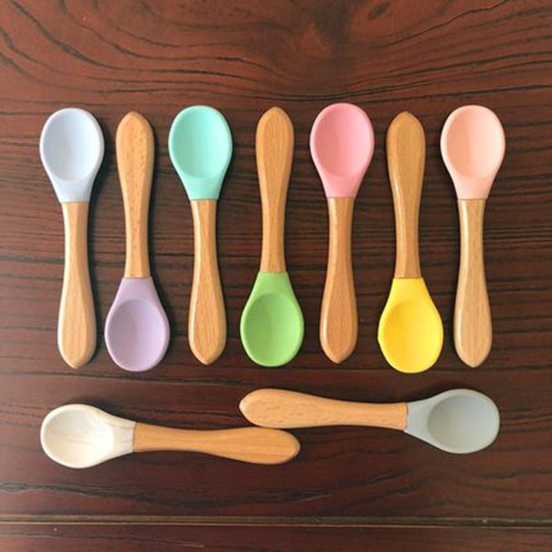 Cuillère en silicone et bois