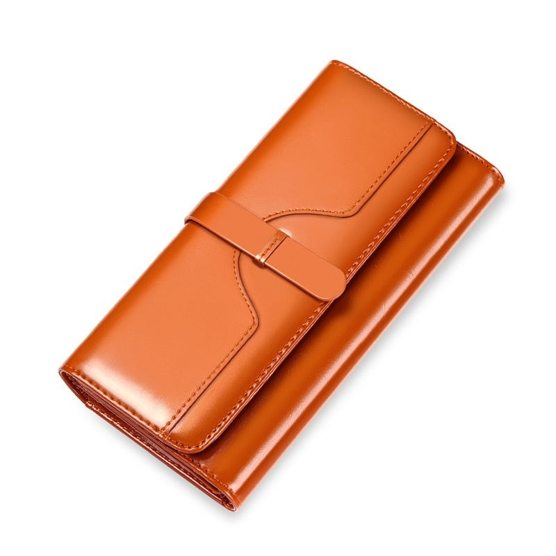Portefeuille femme à trois volets en cuir