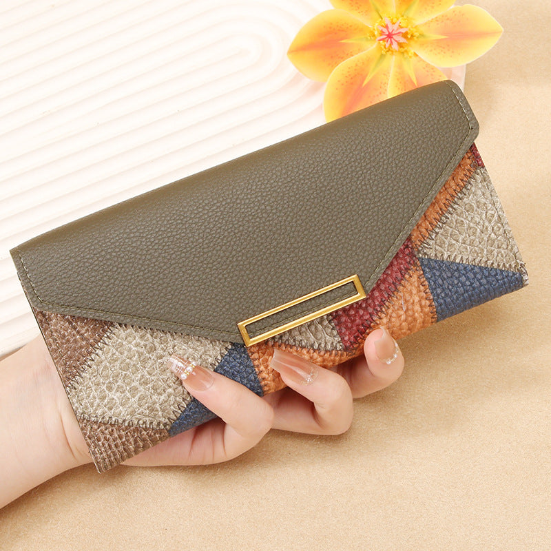 Petit porte monnaie rétro fine à boucle en cuir