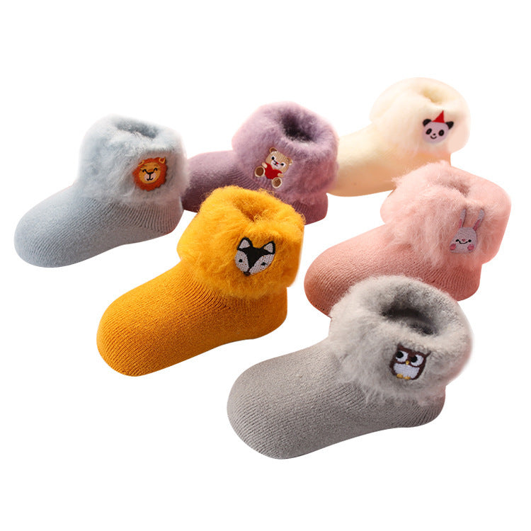 Chaussettes brodées et brossées, collection automne et hiver, avec intérieur en velours.