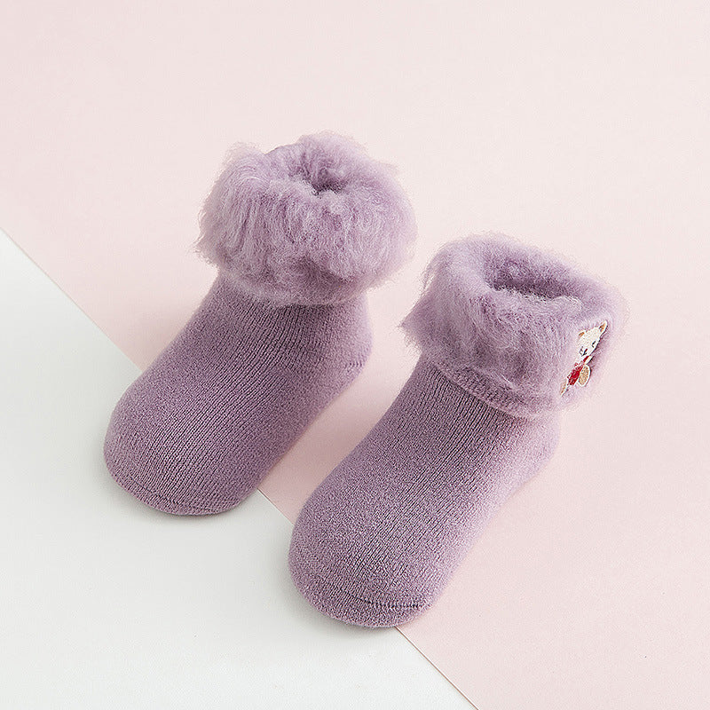 Chaussettes brodées et brossées, collection automne et hiver, avec intérieur en velours.