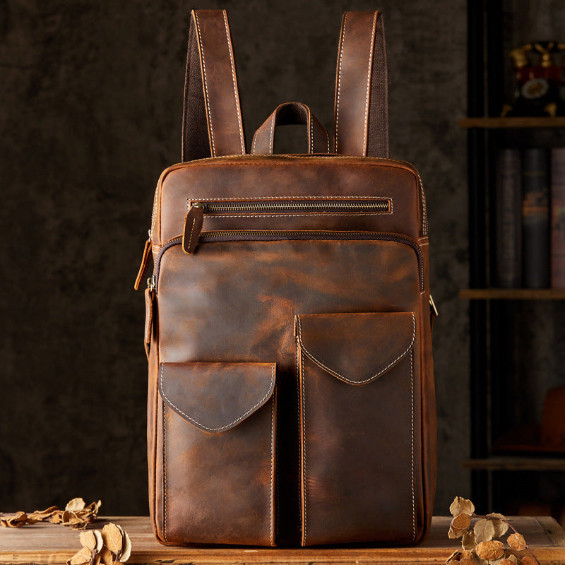Sac à dos pour homme en cuir Crazy Horse fait main