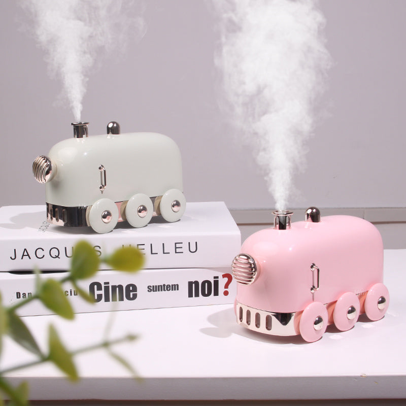 Petit humidificateur en forme de train, style rétro, silencieux, mini USB.
