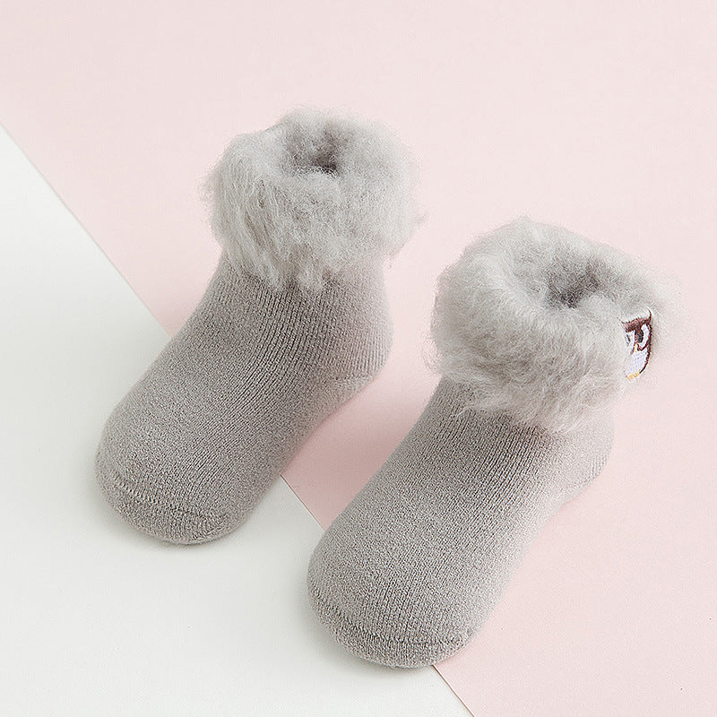 Chaussettes brodées et brossées, collection automne et hiver, avec intérieur en velours.