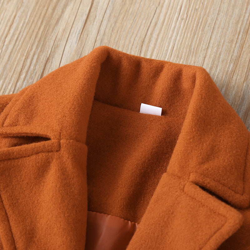 Manteau en laine pour enfant, blazer à manches longues