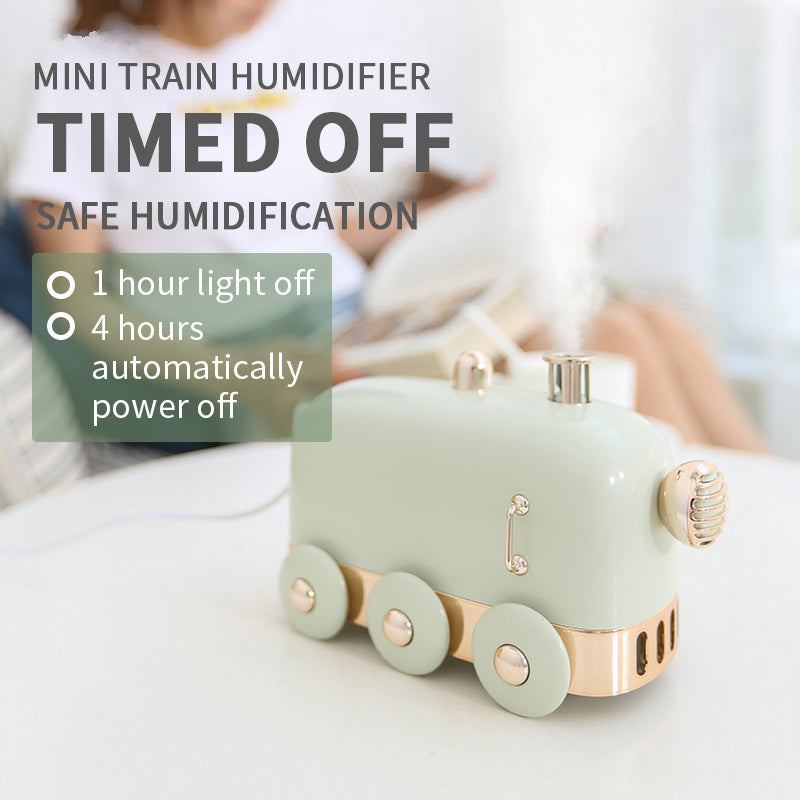 Petit humidificateur en forme de train, style rétro, silencieux, mini USB.