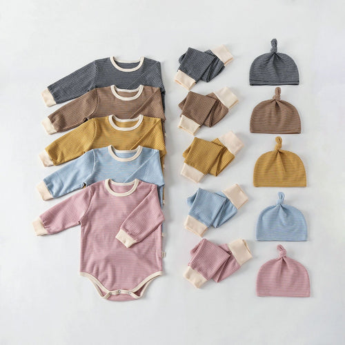 Three-piece bodysuit, plain or striped