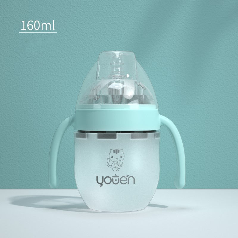 Biberon anti-goutte en silicone souple avec paille pour bébé