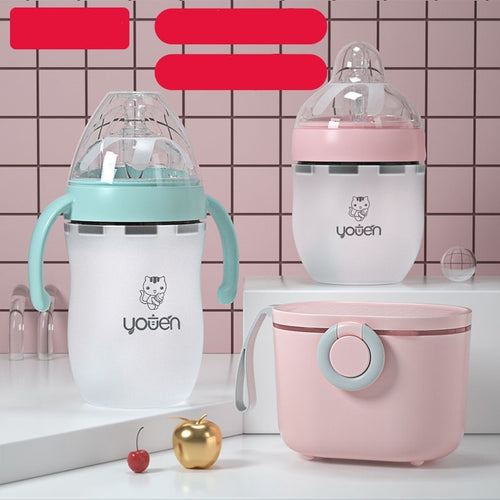Biberon anti-goutte en silicone souple avec paille pour bébé