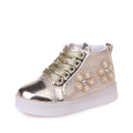 Chaussures lumineuses décontractées à strass et fleurs, style dessin animé, LED clignotantes