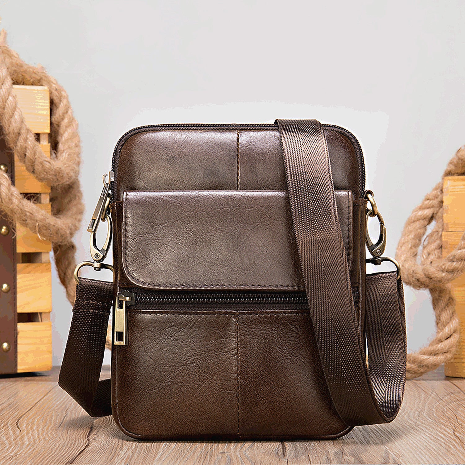 Sac bandoulière en cuir pour homme