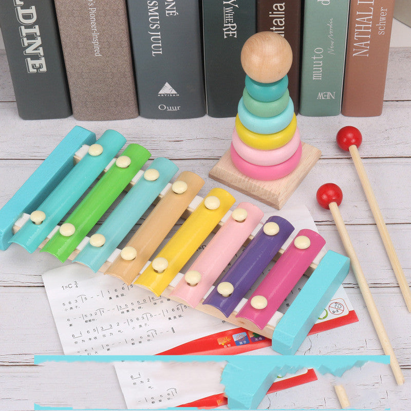 Horloge perlée, xylophone à huit tons, blocs de construction, instrument de musique interactif parent-enfant