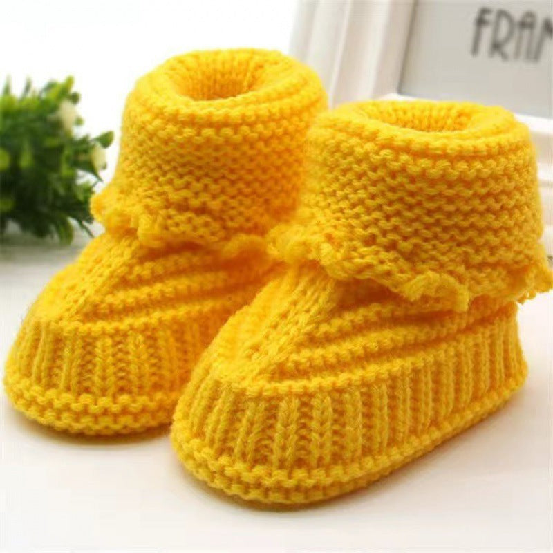 Chaussettes fait main en laine tricotée, semelle douce