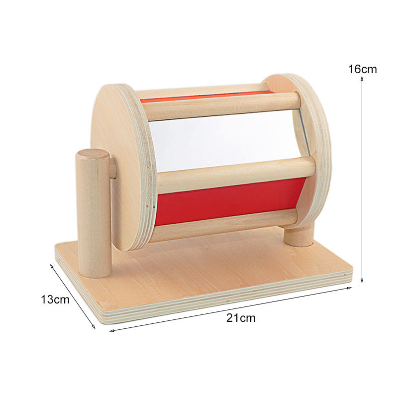 Miroir en bois, tambour en tissu, matériel pédagogique Montessori pour l'éducation préscolaire