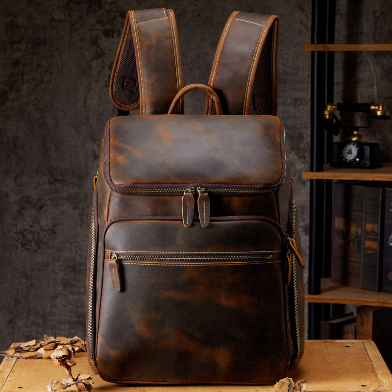 Sac à dos vintage en cuir pour homme