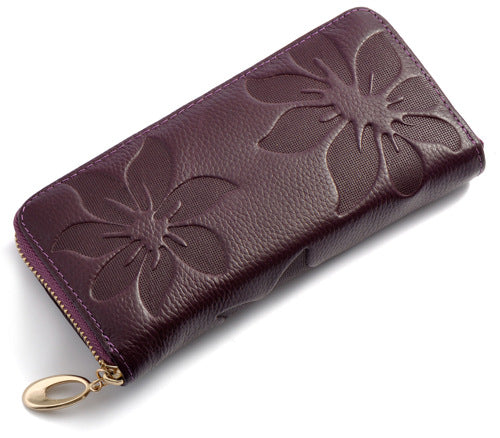 Portefeuille long pour femme en cuir
