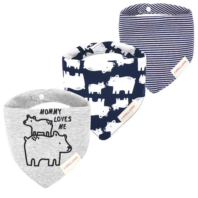 Bavoir en forme de double triangle pour bébé, serviettes à salive pour enfants, pack de 3