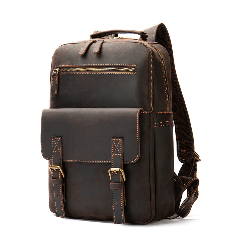 Sac à dos rétro en cuir Crazy Horse pour homme