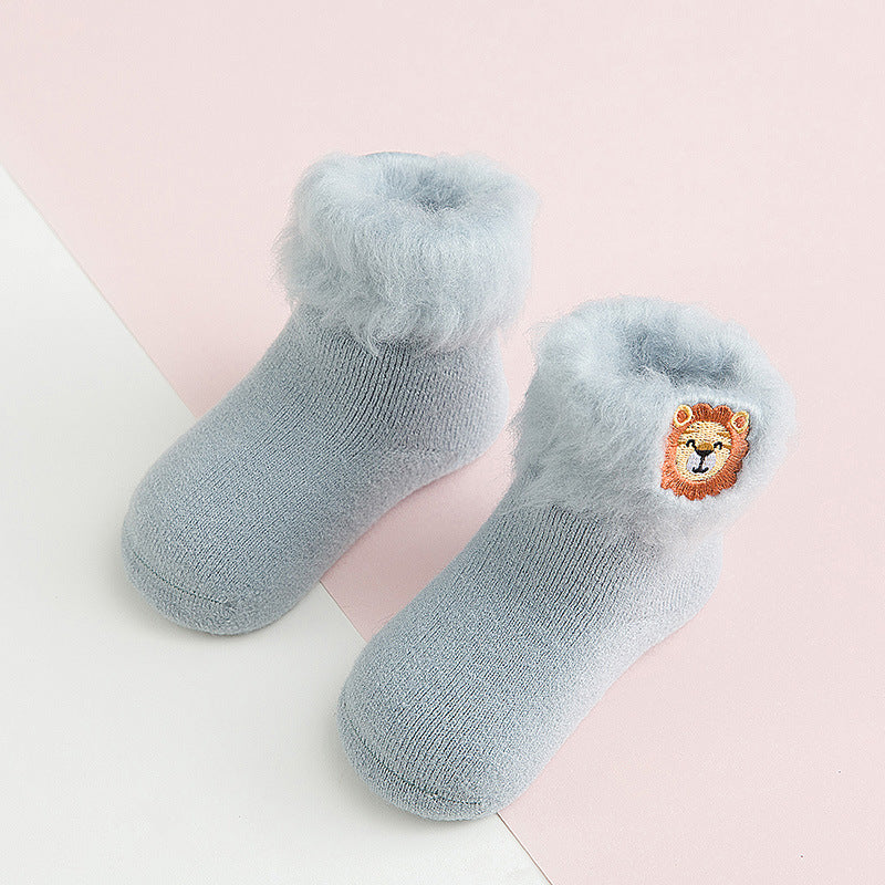 Chaussettes brodées et brossées, collection automne et hiver, avec intérieur en velours.