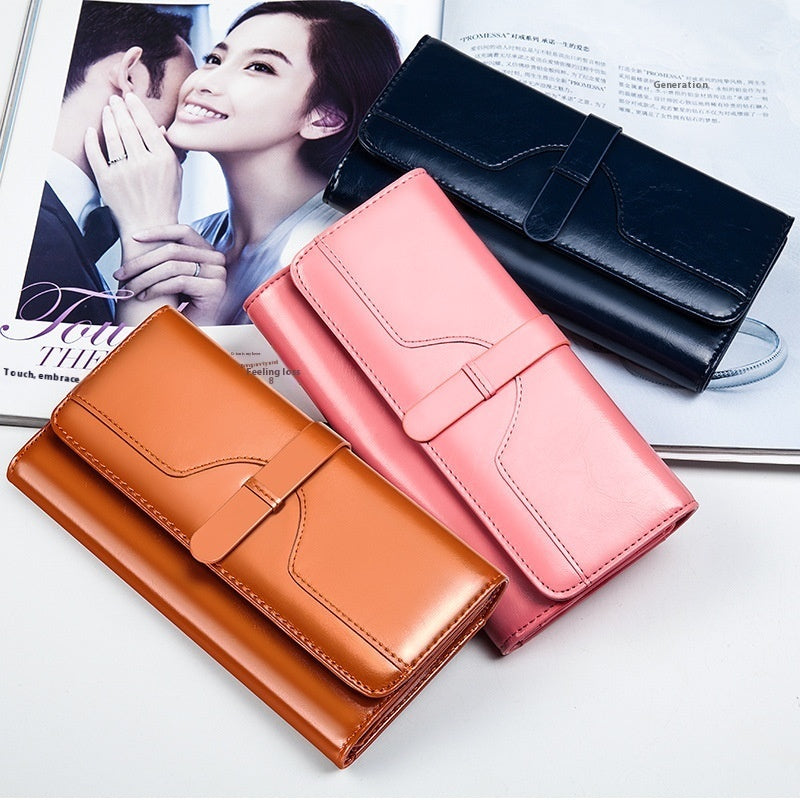 Portefeuille femme à trois volets en cuir