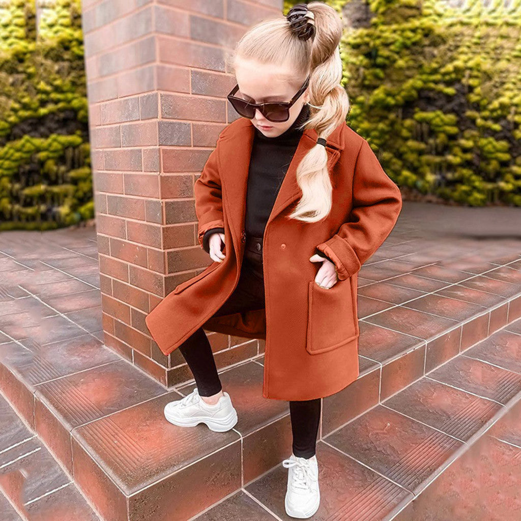 Manteau en laine pour enfant, blazer à manches longues