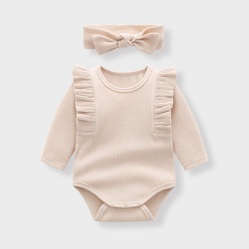 Baby long sleeve triangle bodysuit with ruffles