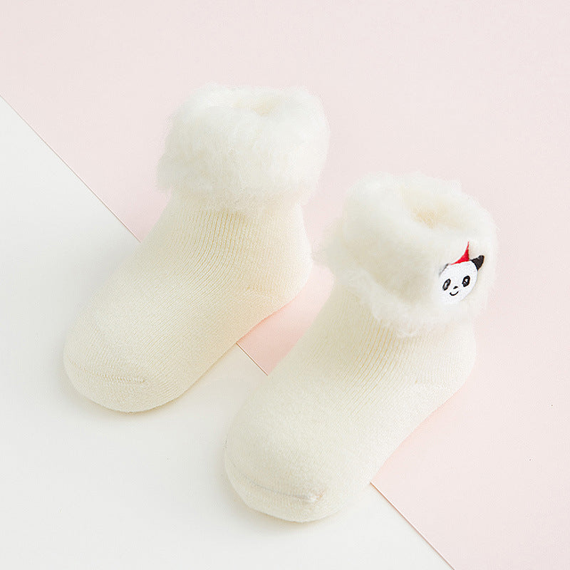 Chaussettes brodées et brossées, collection automne et hiver, avec intérieur en velours.