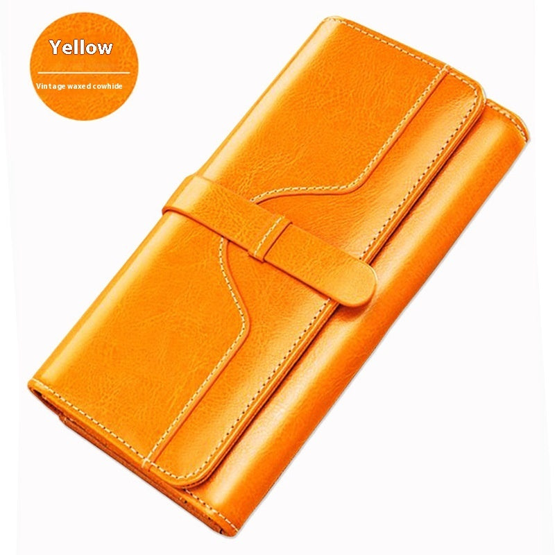 Portefeuille femme à trois volets en cuir