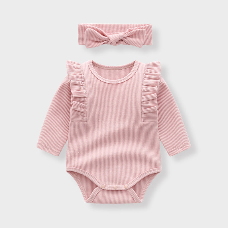 Body triangle à manches longues pour bébé avec volants