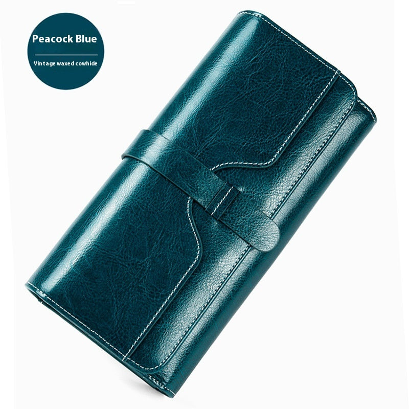Portefeuille femme à trois volets en cuir