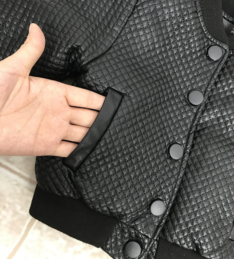 Veste en cuir PU à col rond