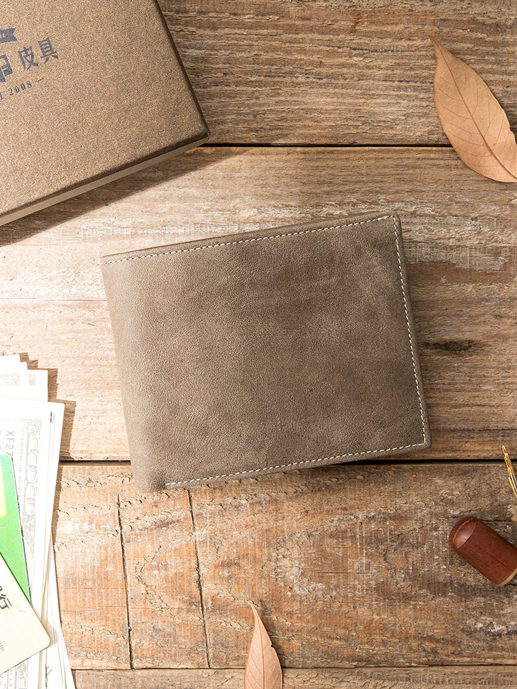 Portefeuille en cuir véritable ancien fait main