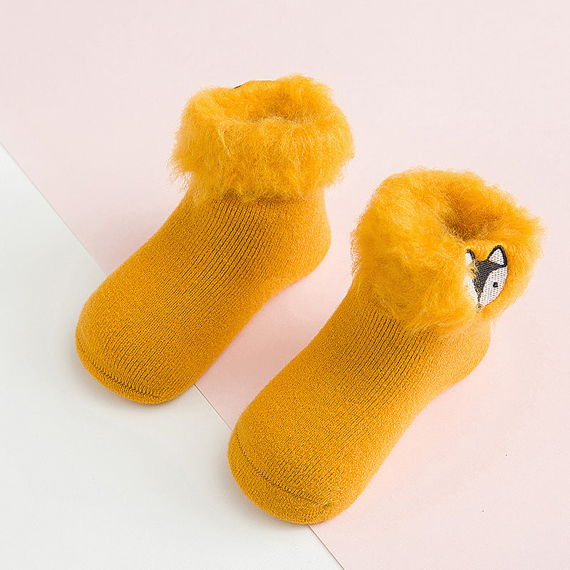 Chaussettes brodées et brossées, collection automne et hiver, avec intérieur en velours.