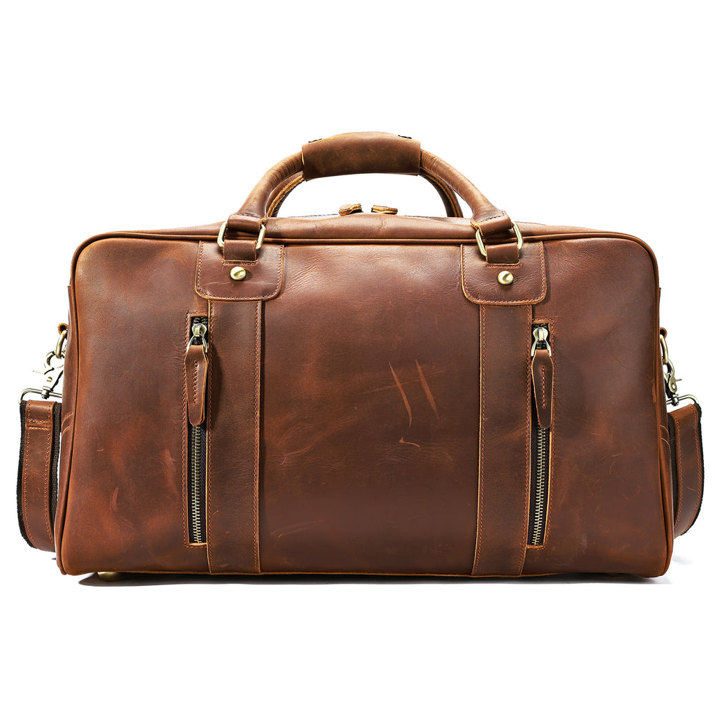 Sac de voyage rétro pour courtes distances, en cuir, pour homme