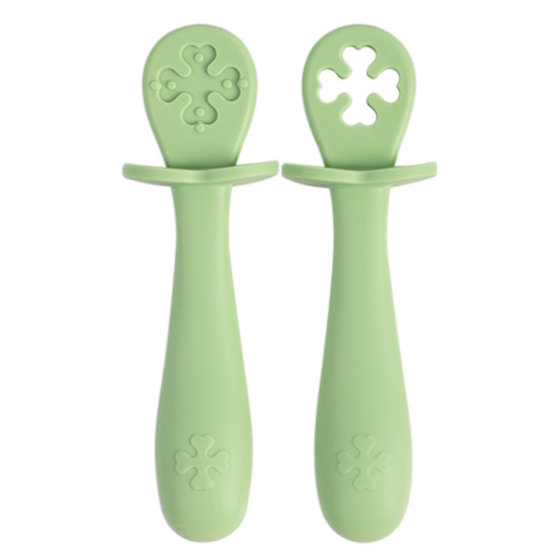 Cuillère simple en silicone pour bébé de couleur pure
