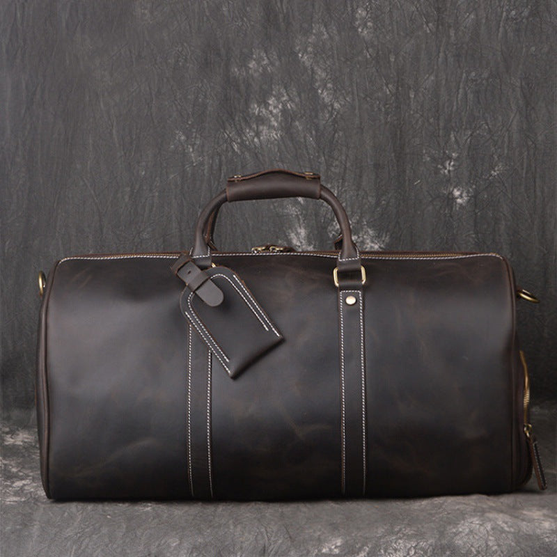 Sac de voyage portable grande capacité pour homme, en cuir rétro