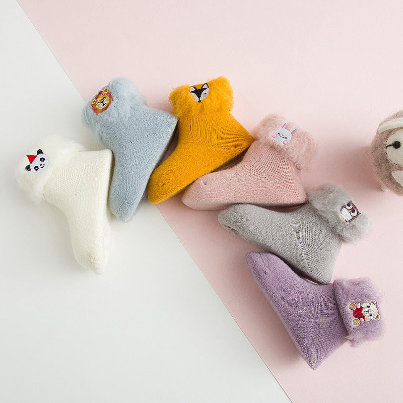 Chaussettes brodées et brossées, collection automne et hiver, avec intérieur en velours.