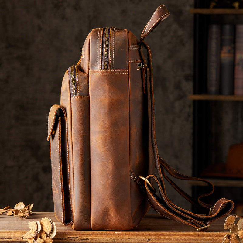 Sac à dos pour homme en cuir Crazy Horse fait main