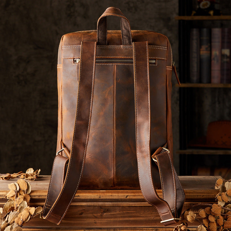 Sac à dos pour homme en cuir Crazy Horse fait main
