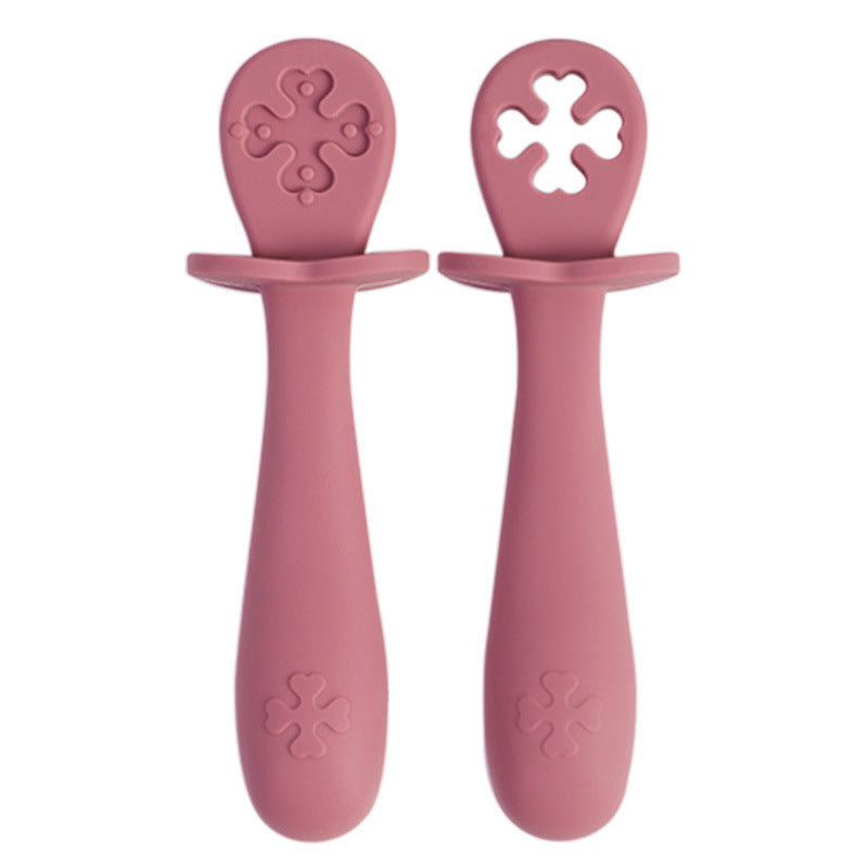 Cuillère simple en silicone pour bébé de couleur pure