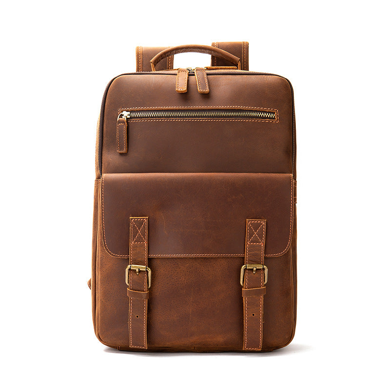 Sac à dos rétro en cuir Crazy Horse pour homme