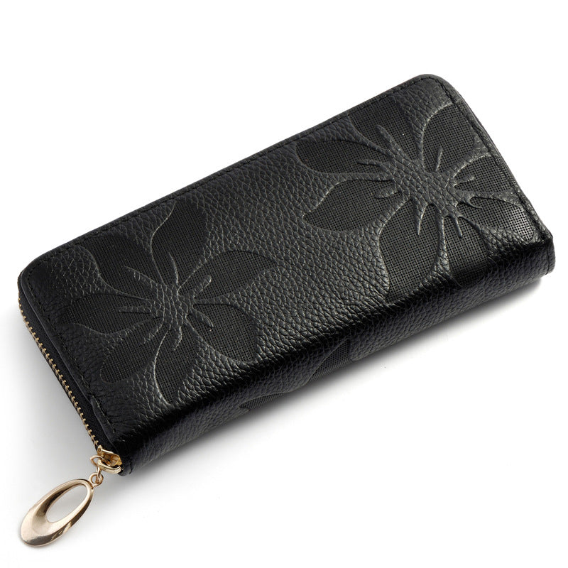 Portefeuille long pour femme en cuir