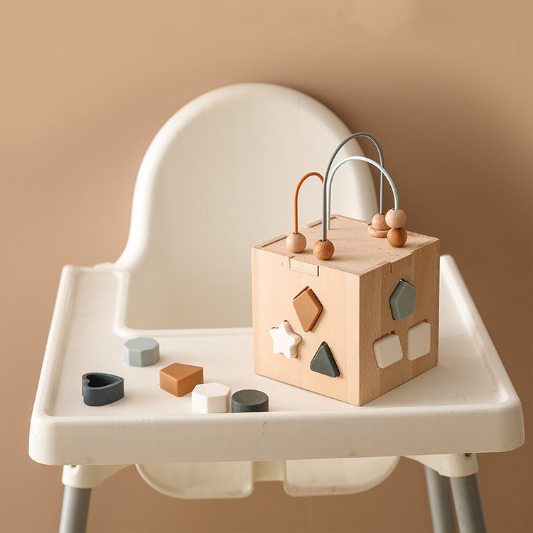 Blocs de puzzle en bois perforés pour bébés